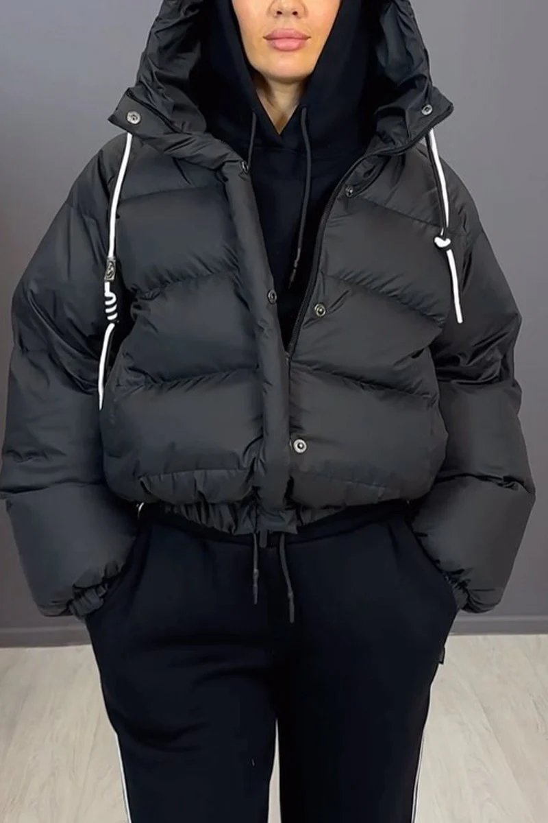 Women's Casual Hooded Short Thick Coat